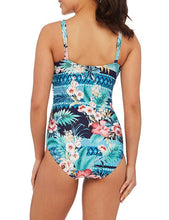 Load image into Gallery viewer, Women High Neck Side Tie Floral Mesh Tankini Set
