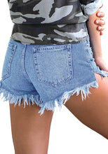 Load image into Gallery viewer, Women Frayed Raw Hem Distressed High-Waist Denim Shorts
