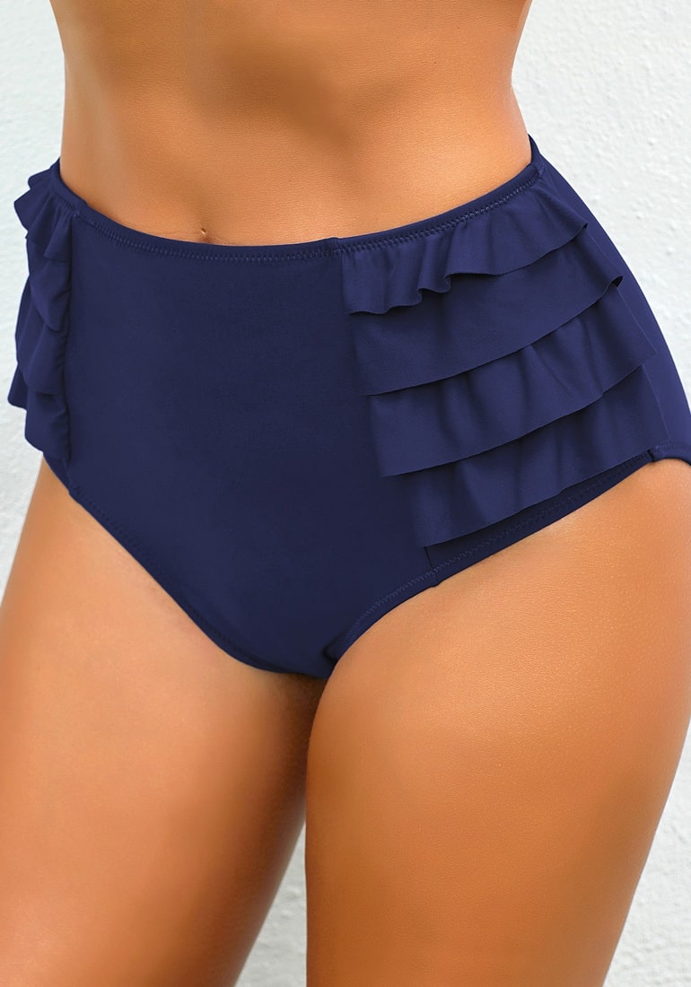 Women Layered Ruffle High-Waist Bikini Bottom